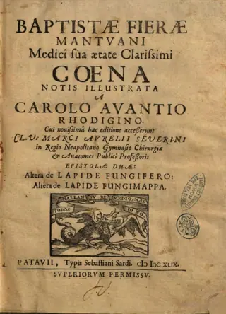 Title page of Coena, sive De cibariorum virtutibus, 1649