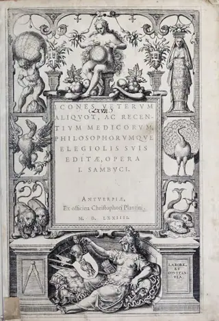 Title page of Icones veterum aliquot, ac recentium medicorum, philosophorumque elegiolis suis editae, 1574